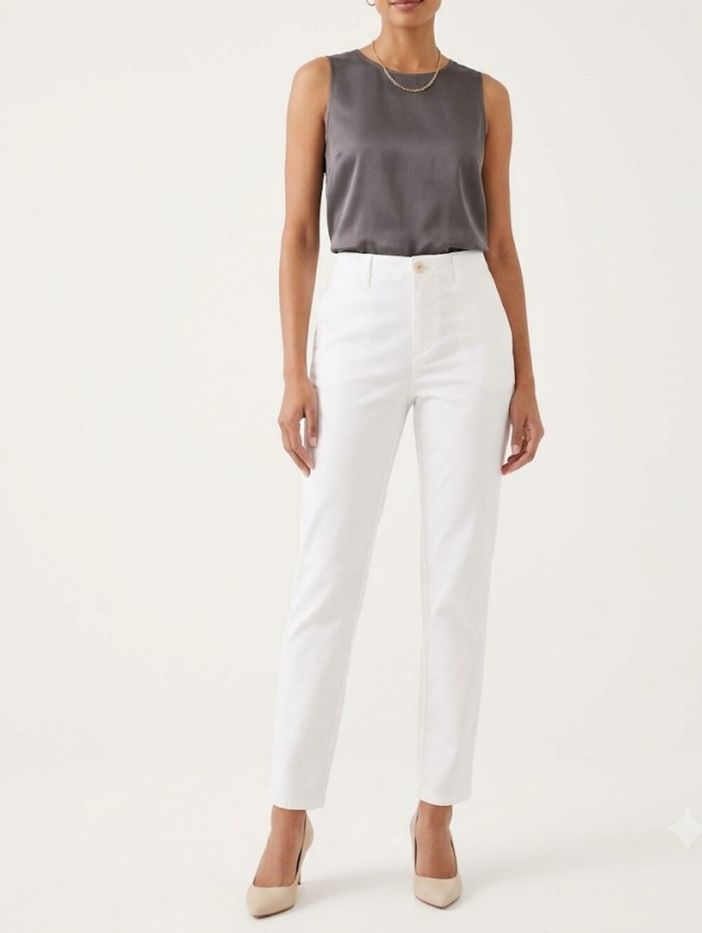 Ralph Lauren Women Size 8 White Cotton Chinos - Slim Straight